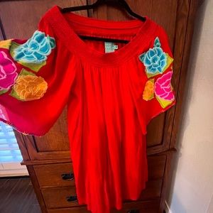 Judith March red flower detail dress